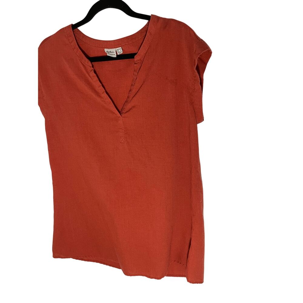 Rhythm Burnt Red Women's Cotton Casual Blouse Lagenlook Coastal Minimal XS